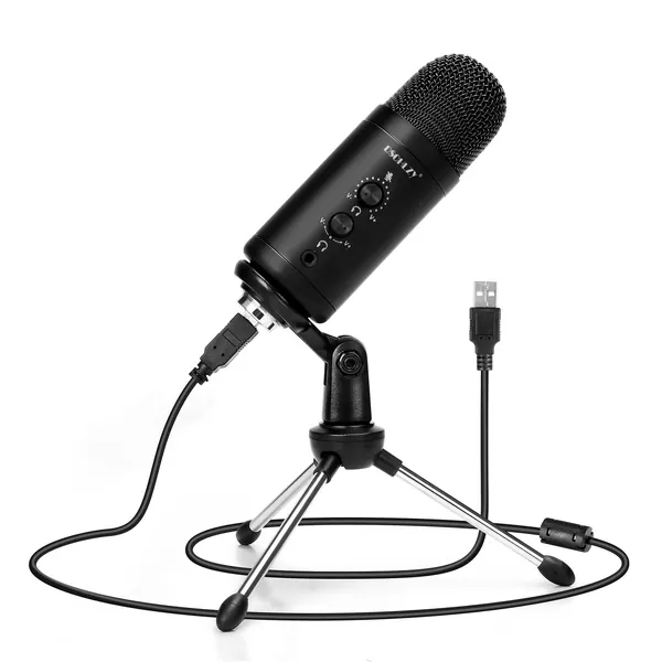 USB Recording Microphone for Computer Podcast: Zero Latency Monitoring Professional PC Mic Studio Cardioid Kit with Tripod Stand, Great for Gaming, Podcasting, Streaming, YouTube, Voice Over, Skype