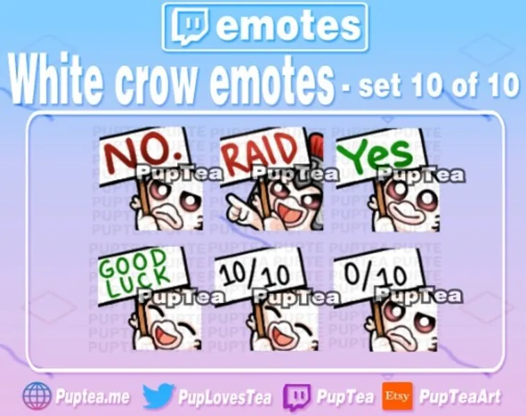 6x Cute White Crow Emotes Pack for Twitch and Discord  Set 10 | Etsy Canada