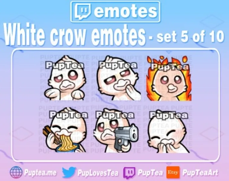 6x Cute White Crow Emotes Pack for Twitch and Discord  Set 5 | Etsy Canada