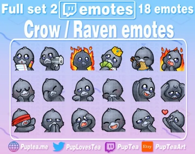 18x Crow / Raven Emotes Pack for Twitch and Discord  Full Set | Etsy Canada