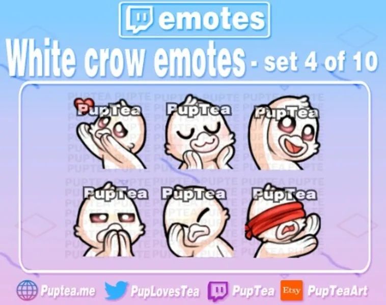 6x Cute White Crow Emotes Pack for Twitch and Discord  Set 4 | Etsy Canada