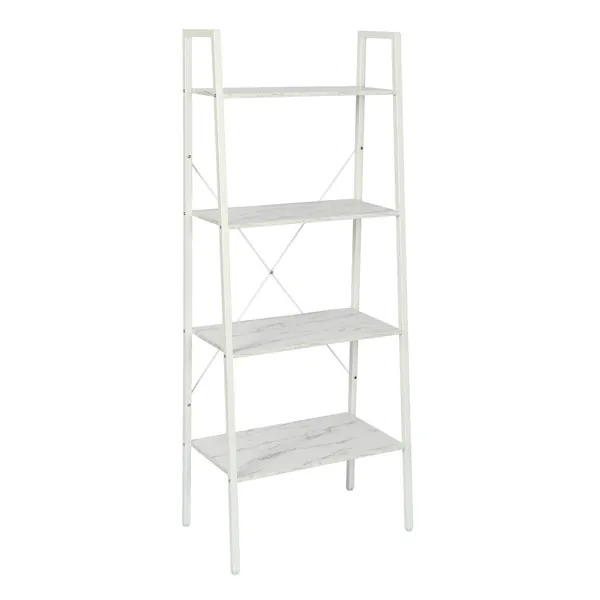 HOME BI Ladder Shelf/Industrial Style 4-Tier Bookcase/Display Shelf Easy-Assembly, White