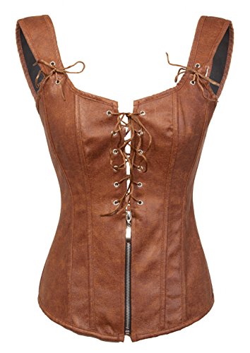 bslingerie® Womens Vintage Vest Renaissance Steampunk Bustier Corset - XX-Large Brown