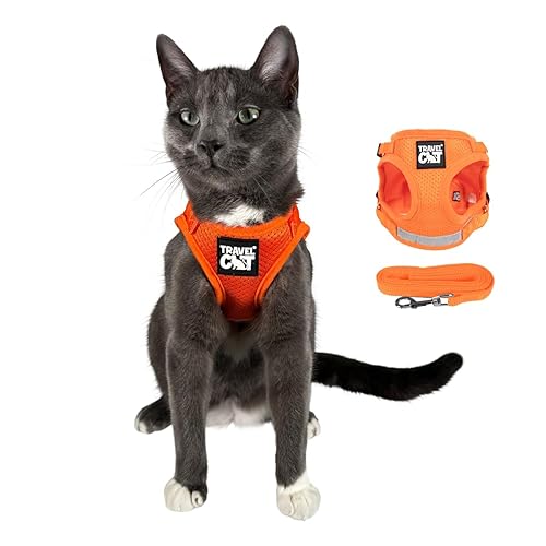 Travel Cat: The Groovy Cat Tie-Dye Reflective Cat and Kitten Harness & Leash Set for Walking - Lightweight, Breathable, Snug Fit - Strong Leash with Sturdy Snap Clip - Limited Edition - Medium Black