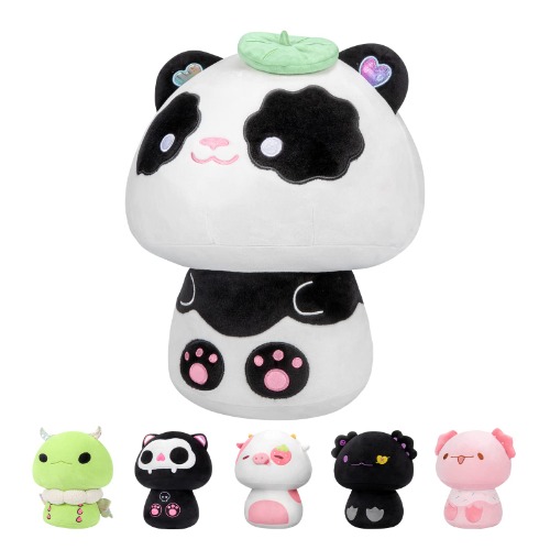 Mewaii 8” Mushroom Plush, Cute Panda Plush Pillow Soft Plushies Squishy Pillow, Panda Stuffed Animals Kawaii Plush Toys Decoration Gift for Girls Boys - Panda 8 Inch