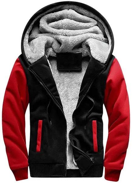 Men's Zip Up Hoodie Heavyweight Winter Sweatshirt Fleece Sherpa Lined Warm Jacket