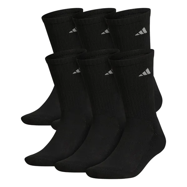 adidas mens Athletic Cushioned Crew Socks (6-pair) - X-Large Black/Aluminum 2