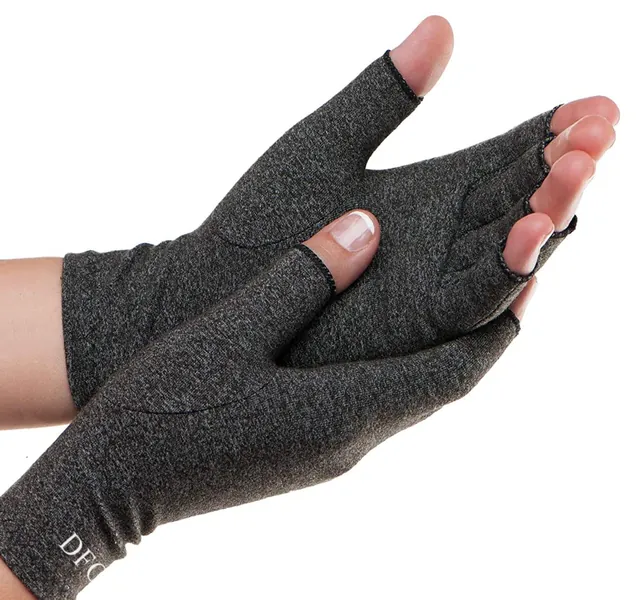 Dr. Frederick's Original Arthritis Gloves for Women & Men - Compression for Arthritis Pain Relief - Large - Gray Large (1 Pair)