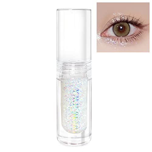 YMH BEAUTE Liquid Glitter Eyeshadow, Pigmented, Long Lasting, Quick Drying, Easy to Apply, Loose Glitter Glue for Eye Crystals Makeup (Transparent Flashing Colorful Sequins 01) - Transparent Flashing Colorful Sequins 01