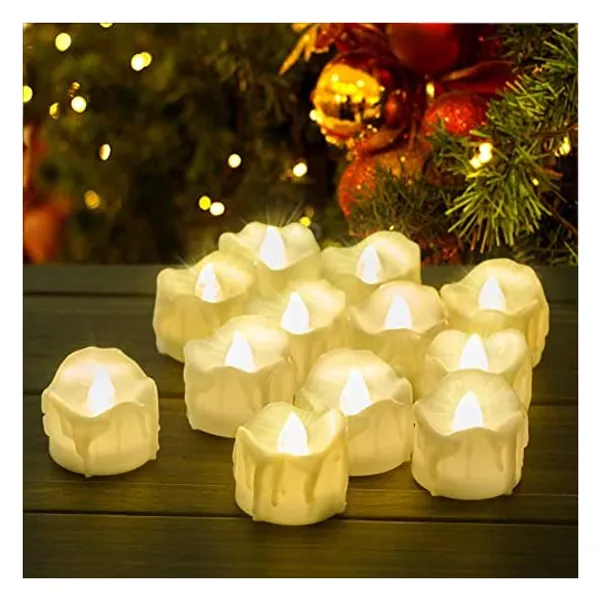 
                            Battery Operated Timer Candles, PChero 12 Packs LED Flameless Votive Tea Lights Candle for Christmas Halloween Home Party Outdoor Decorations, 6 Hours On and 18 Hours Off Per Cycle - Warm White
                        
