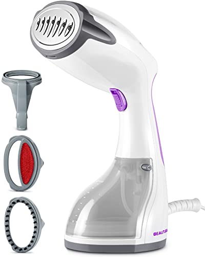 BEAUTURAL Steamer for Clothes, Portable Handheld Garment Fabric Wrinkles Remover, 30-Second Fast Heat-up, Auto-Off, Large Detachable Water Tank - Purple