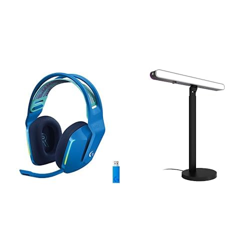 Logitech G733 Lightspeed Wireless Gaming Headset + Litra Beam LX Premium Dual-Sided RGB LED Streaming Key Light - Blue - Blue - Headset + Gaming Light