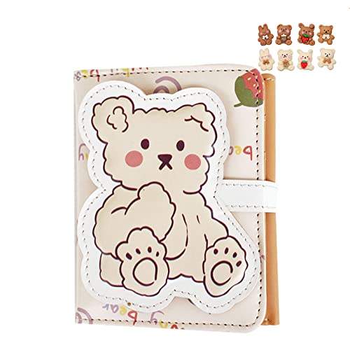 JELLYEA Kawaii Bear Wallet Cute Cartoon Card Holder Girls Coin Purse Anime Key Bag Card Case Front Pocket Wallet (Beige-1) - Beige-1
