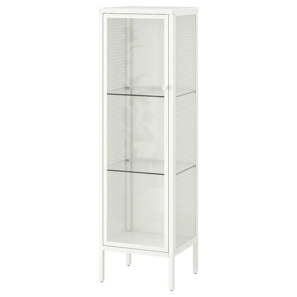 BAGGEBO Cabinet with glass doors - metal/white 13 3/8x11 3/4x45 5/8 "