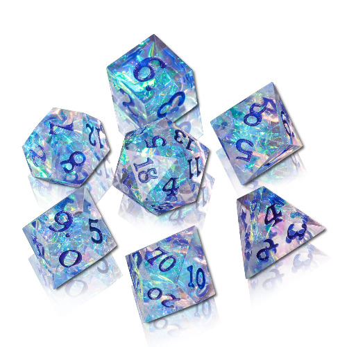 DND Dice Set Sharp Edge Galaxy Dice Handmade Resin Polyhedral Dice for Dungeon and Dragons RPG D20 Tabletop Roleplaying Party Games (Transparent) - Transparent