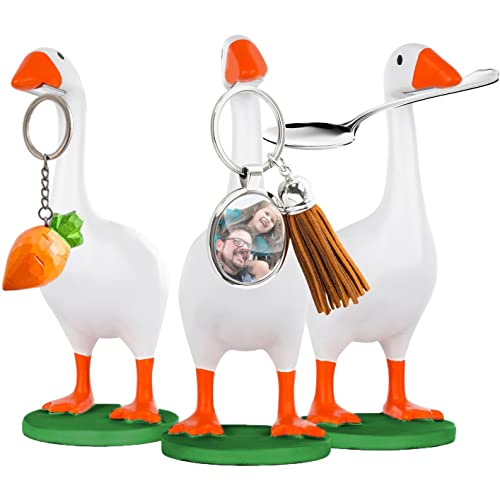 Leiormvses Magnetic Goose Duck Key Holder 1 Pcs, Room Decorations Cute Figurines Ornament Goose Merch Animal Statues for Home Decor Housewarming Gifts (Green Base) - Green base