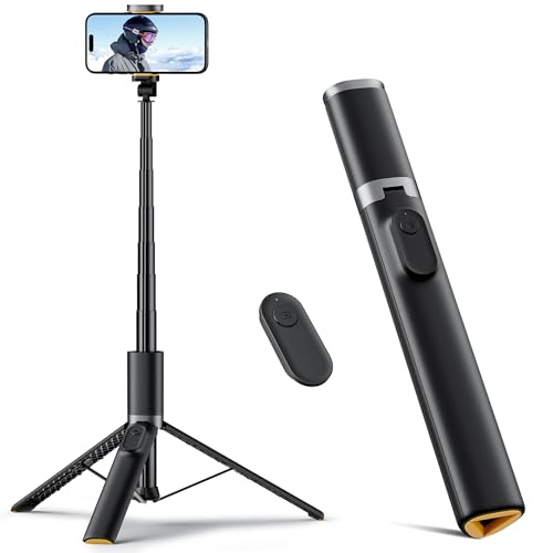 Phone Tripod, TODI 63" Portable Selfie Stick Tripod with Remote & iPhone Tripod Stand for Video Recording, Travel Tripod for iPhone, Cell Phone Tripod Compatible with iPhone 15/14/13 Pro Max/Android - Black