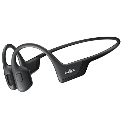 SHOKZ OpenRun Pro - Open-Ear Bluetooth Bone Conduction Sport Headphones - Sweat Resistant Wireless Earphones for Workouts and Running with Premium Deep Base - Built-in Mic, with Hair Band - Standard - Black