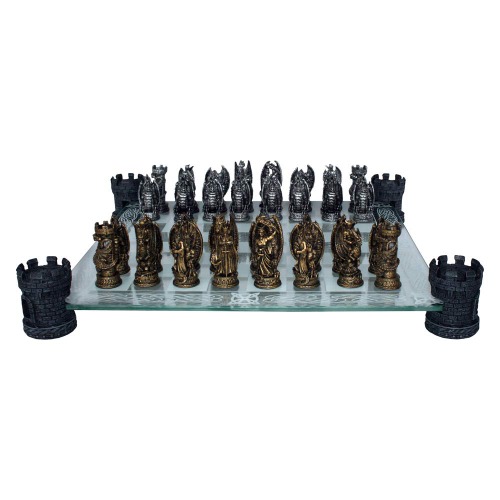 Nemesis Now Kingdom Of The Dragon Chess Set 43cm Bronze