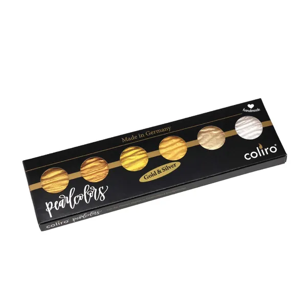 Coliro Finetec M600 Artist Mica Watercolor Pearl and Shimmer-Pearl Paint - Set of 6