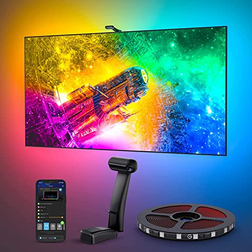 Govee Envisual TV Backlight T2 with Dual Cameras, 16.4ft RGBIC Wi-Fi LED Backlights for 75-85 inch TVs, Double Light Beads, Adapts to Ultra-Thin TVs, Smart App Control, Music Sync, H605C - 11.8FT for 55"-65" TV