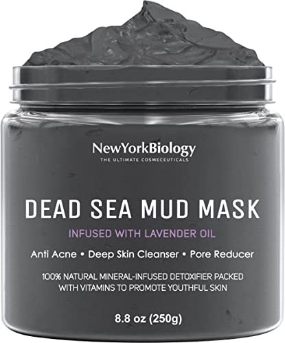 New York Biology Dead Sea Mud Mask for Face and Body Infused with Lavender - Spa Quality Pore Reducer for Acne, Blackheads and Oily Skin - Tightens Skin for A Healthier Complexion - 8.8 oz - Lavender - 8.8 Ounce (Pack of 1)