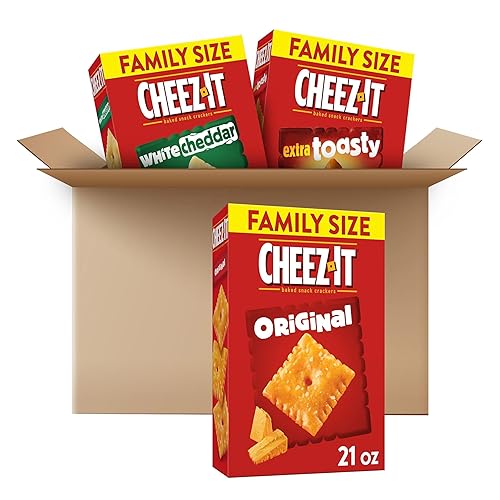 Cheez-It Cheese Crackers, Baked Snack Crackers, Lunch Snacks, Family Size, Variety Pack (3 Boxes)