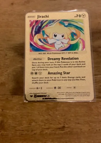 Pokemon jirachi Gold Card Solid Metal Collectable Cards