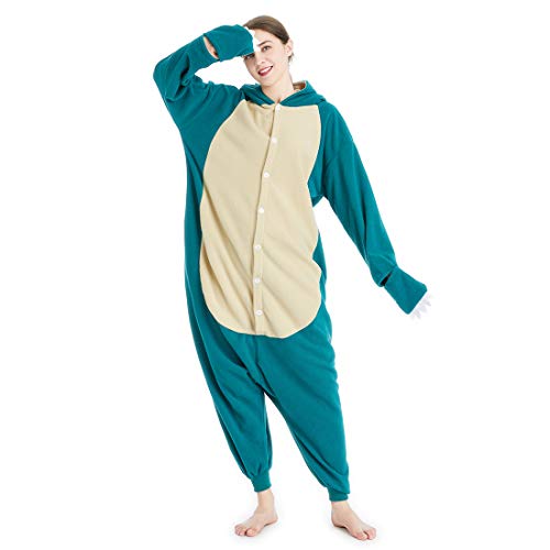 Adult Cartoon Costume Pajamas Animal Onesies Halloween Cosplay Jumpsuit Green - X-Large