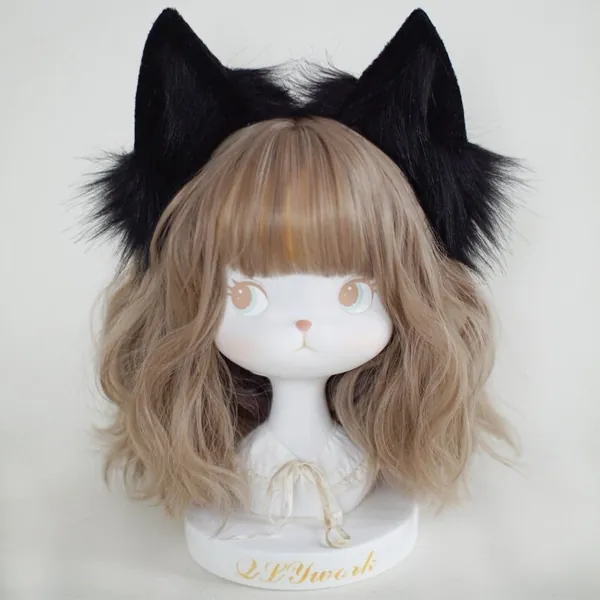 Cat ear, black cat ears tail, fox ear, petplay, Classic Black Cat Ears Handmade Faux Fur Kitten Cosplay Anime Neko Ears Headband Textile
