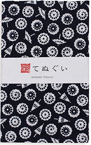 KOMESICHI irodori Japanese Traditional Towel Tenugui Japanese Umbrella 12.99 x 34.64 in with Tenugui Iroha (English Manual) - Japanese Umbrella