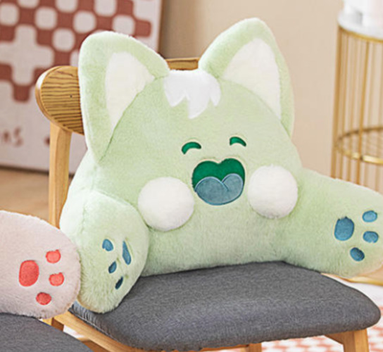 Cartoon Cat Plush: Adorable Decorative Home Pillow - Green / 40cm