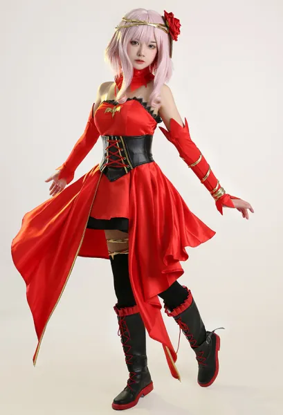 Takt Op Destiny Cosplay Costume Strapless Red Dress with Complete Accessories