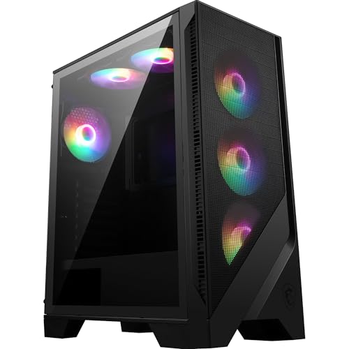 MSI MAG FORGE 120A AIRFLOW Mid-Tower PC Case - ATX Capacity, RTX 40 GPU Support, Auto-RGB Fans, Magnetic Dust Filters, Tempered Glass, USB 3.2 Gen 1 Type-A - FORGE - 120A AIRFLOW / ATX