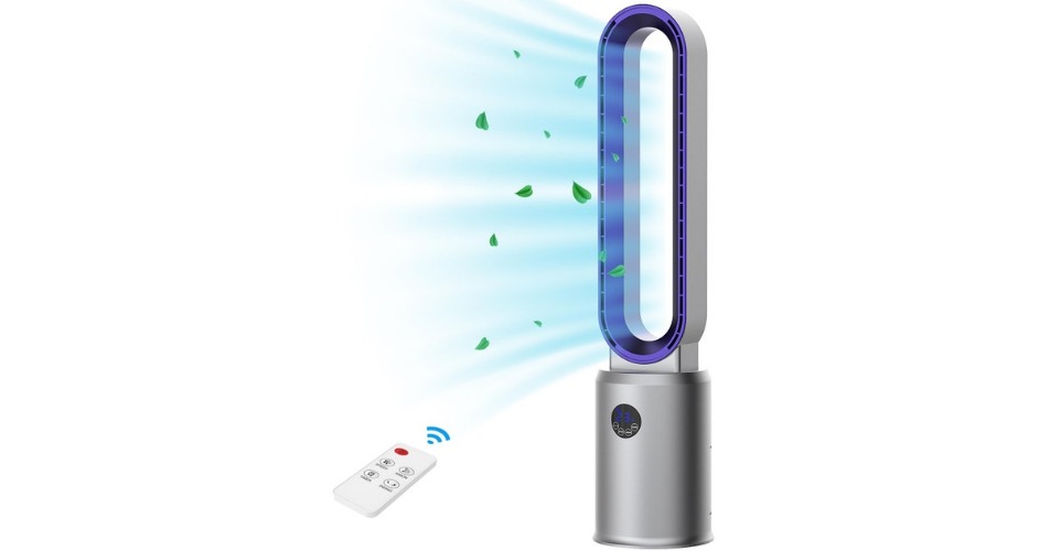 Advwin Bladeless Tower Fan Portable Electric Standing Floor Fan Air Circulator Remote Control, Purple | Portable Fans | Heating & Cooling