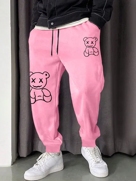 Manfinity Hypemode Men Bear Print Drawstring Waist Sweatpants