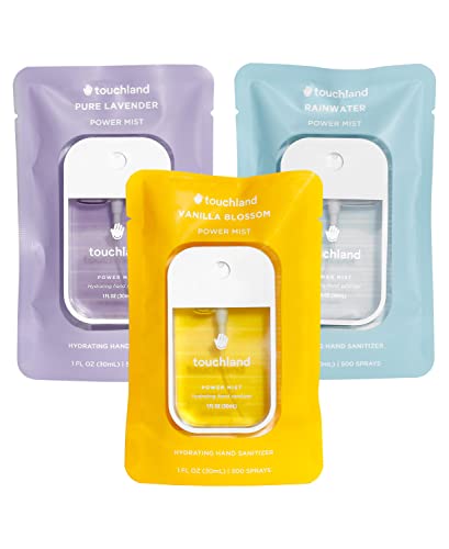 Touchland Power Mist Hydrating Hand Sanitizer Spray, BLOSSOM 3-PACK (Lavender, Vanilla, Rainwater), 500-Sprays each, 1FL OZ (Set of 3) - Blossom 3-pack - 1 Fl Oz (Pack of 3)