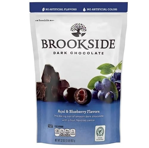 Generic Brookside Dark Chocolate, Acai and Blueberry Flavored Snacking Chocolate Bag, 32 oz, Big