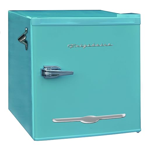 Frigidaire EFR176 Retro Compact Fridge with Chiller Mini Refrigerator with Built-in Bottle Opener for Office, Bedroom, Dorm Room or Cabin, 1.6 cu ft 16" D x 18" W x 18.5" H, Blue - Blue