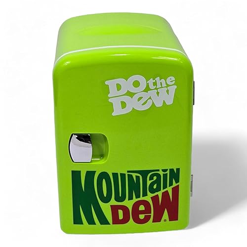 CURTIS Mountain Dew MIS134MD, Mini Portable Compact Personal Fridge Cooler, 4 Liter Capacity Chills Six 12 oz Cans, 100% Freon-Free & Eco Friendly, Lime