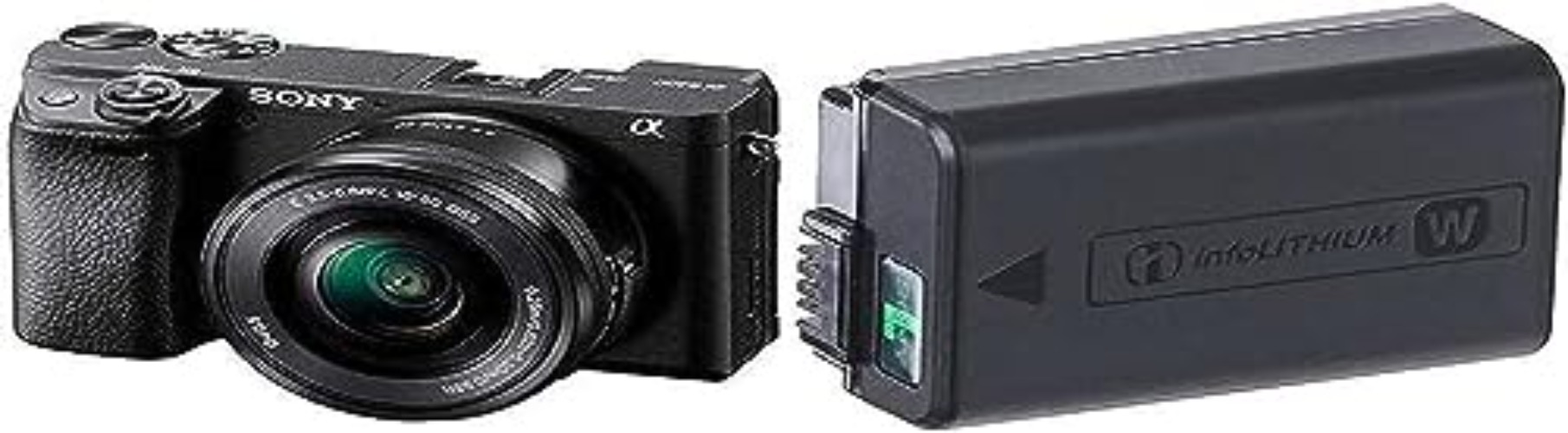 Sony Alpha 6400 | APS-C Spiegellose Kamera mit 16-50mm f/3.5-5.6 Power-Zoom-Objektiv (Schneller 0,02s Autofokus, neigbares Display für Vlogging) + Akku NP-FW50 - Kit inkl. Objektiv SEL1650 - Bundle mit Ersatzakku