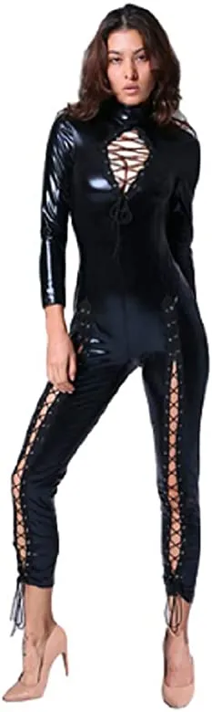 Faux Leather Cat Suit
