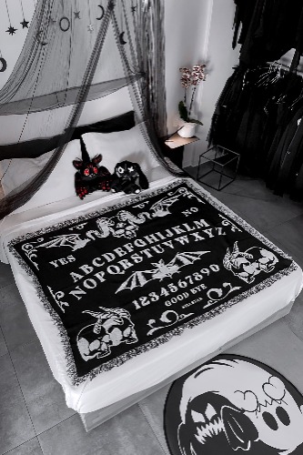 Spirit Board Woven Blanket - One Size / Black/White / 100% Cotton