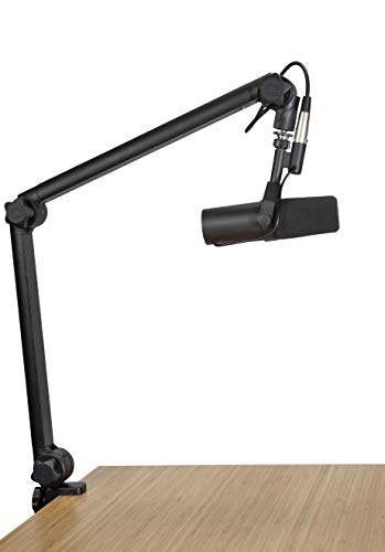 Gator Frameworks Deluxe Desk-Mounted Broadcast Microphone Boom Stand For Podcasts & Recording, Integrated XLR Cable (GFWBCBM3000), Black - 3000 Series - Stand