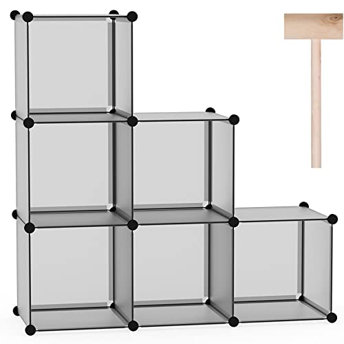 C&AHOME Cube Storage Organizer, 6-Cube Shelves Units, Closet Cabinet, DIY Plastic Modular Book Shelf, Ideal for Bedroom, Living Room, Office, 36.6" L x 12.4" W x 36.6" H Grey UPCS06G - Grey