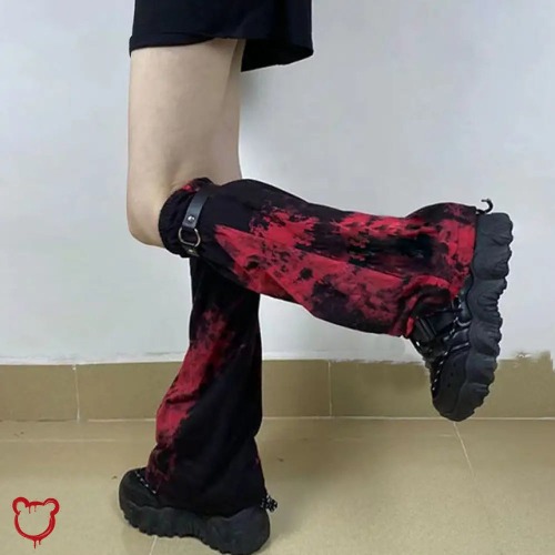 Tie Dye Leg Warmers - Red/Black.