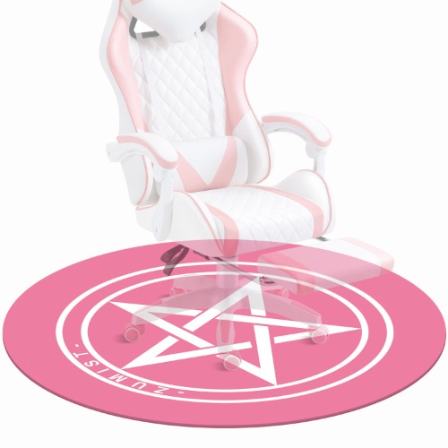 Zumist Chair Mat, Office Chair Mat for Carpeted and Hardwood Floor, Gaming Chair Mat with 1-Meter Round for Office Chair / Desk Chair, Pentagram Image, Anti Slip Floor Protector for Rolling Chair - Pink
