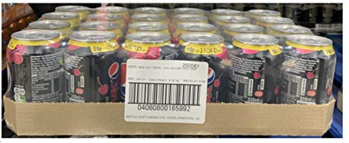 Pepsi Max Cherry Cans, 330 g - Cherry - 330 ml (Pack of 24)