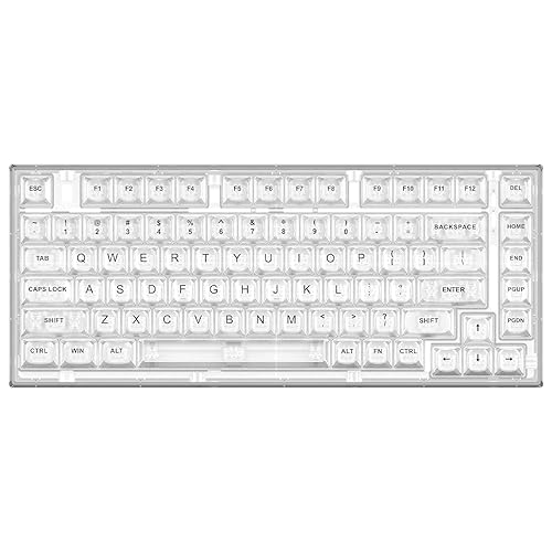 YUNZII X75 82 Key Hot Swappable Mechanical Keyboard with Transparent Keycaps, 75% Layout Gasket Mount RGB Backlit for Windows/Mac (Kailh Jellyfish Switch, Wired-White) - Kailh Jellyfish Switch - Wired -White
