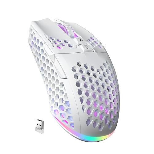 SOLAKAKA SM600 White Wireless Gaming Mouse,8000 DPI Tri-Modes BT5.1/Type-C Wired/2.4G Wireless Mouse with 2 Side Buttons, Programmable Macro Gamer Mouse with RGB Light for Laptop/PC/Mac - white - SM600 PRO
